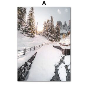 Winter Snow Highland Village Gallery Wall Canvas Art - Image 6