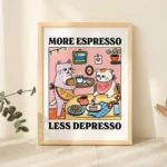 More Espresso Less Depresso Black Cat Canvas Art