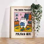 Positive Cat Poster Wall Art Print
