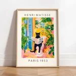 Black Cat In Toilet Tropical Decor Henri Matisse Style Wall Art Print