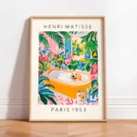 Black Cat In Toilet Tropical Decor Henri Matisse Style Wall Art Print