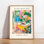 Black Cat In Toilet Tropical Decor Henri Matisse Style Wall Art Print