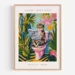 Black Cat In Toilet Tropical Decor Henri Matisse Style Wall Art Print