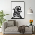 Black and White Leopard Roar Wall Art Print