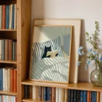 Cat Reading In Bed Wall Art Print