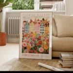 European Flower Market Poster Wall Art Print