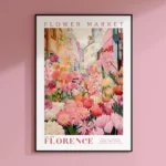 European Flower Market Poster Wall Art Print