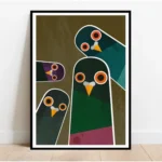 Playful Geometric Pigeon Wall Art Print