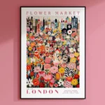 European Flower Market Poster Wall Art Print