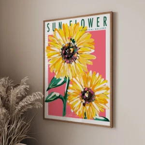 Sun Flower Vintage Floral Wall Art Print