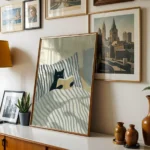 Cat Reading In Bed Wall Art Print