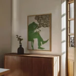Green Frog Smoking a Cigarette Vintage Wall Art Print