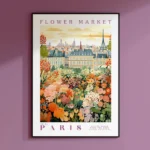 European Flower Market Poster Wall Art Print