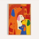 Vibrant Colorful Dog Quartet Wall Art Print
