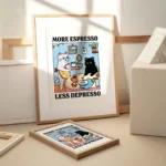 More Espresso Less Depresso Black Cat Canvas Art