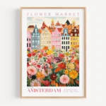 European Flower Market Poster Wall Art Print