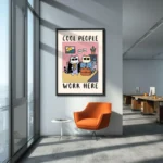 Cool People Work Here Cat Poster Wall Art Print