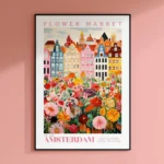 European Flower Market Poster Wall Art Print