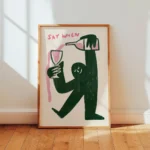 Say When Cozy Wine Toast Abstract Wall Art Print