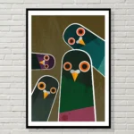 Playful Geometric Pigeon Wall Art Print