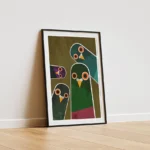 Playful Geometric Pigeon Wall Art Print