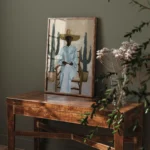Desert Southwestern Woman with Cactus Wall Art Print