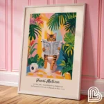 Black Cat In Toilet Tropical Decor Henri Matisse Style Wall Art Print