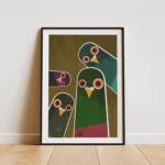 Playful Geometric Pigeon Wall Art Print
