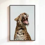 Black and White Leopard Roar Wall Art Print