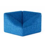 Blue Dune sofa corner module, angled view of square seat with wide triangular back peak
