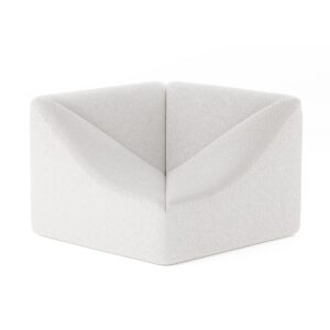 White Dune sofa corner module, angled view of square seat with wide triangular back peak