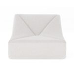 White Dune sofa low-back module, front view, boucle fabric with center triangular seam