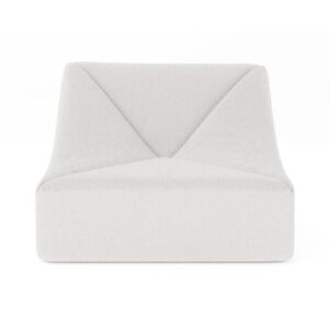 White Dune sofa low-back module, front view, boucle fabric with center triangular seam