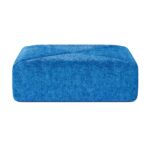 Blue Dune sofa ottoman, low boxy footstool with diagonal seam, chenille texture