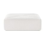 White Dune sofa ottoman, low boxy footstool with diagonal seam, chenille texture